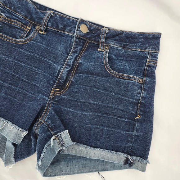 American Eagle Outfitters Pants - American Eagle Dark Wash Raw Hem Denim Short Womens 10 Indie Sleeze Grunge